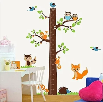 Produktbild von Wandaufkleber XXXL Eule Wald Tier Höhe Messlatte Fuchs Baum Eichhörnchen Wandtattoo Aufkleber Wandsticker Kinderzimmer Kinder Baby Babyzimmer