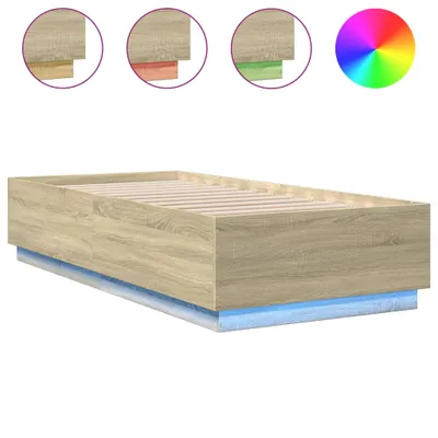 Produktbild von vidaXL Bettgestell mit LED Sonoma-Eiche 90x200 cm Holzwerkstoff