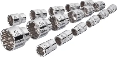 Obrázek produktu pro Vigor V1898, Sada zdířek, 1/2", 17 hlava/hlavy, 10,11,12,13,14,15,16,17,18,19,20,21,22,24,27,30,32 mm