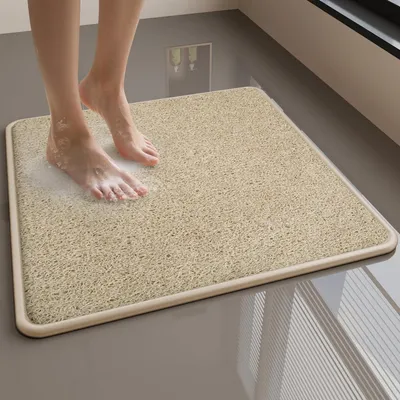 Immagine prodotto di Tappetino da doccia in loofah antiscivolo, beige, quadrato, 60 x 60 cm