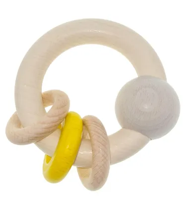 Immagine prodotto di Sonaglio giocattolo per bambini 3 anelli naturale LxHxP 9x9x4cm NUOVO