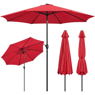 Produktbild von Yaheetech Sonnenschirm Φ 300 cm Kippbar Gartenschirm mit Kurbel Terrassenschirm Marktschirm mit 8 Rippen Sonnenschutz uv 50+, Rot