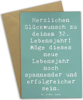 Produktbild von Mr. & Mrs. Panda Grußkarte Spruch 32. Geburtstag - Meeresbrise - Geschenk, Meilenstein, freunde, babykarte, Happy Birthday, feiern, weihnachtskarten, Geburtstagsparty