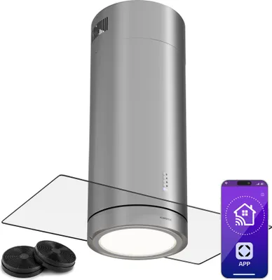 Image de Klartstein Hotte Ilot Central Cuisine, Débit d'Air de 650 m³/h, 3 Modes, Hotte Aspirante Suspendue, Filtres à Charbon Actif, Minuterie, Hotte de Cuisine Suspendu Réglable au Design de Lustre