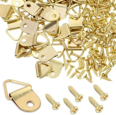 Produktbild von Goldene Bildhaken 50 Stück mit Schrauben