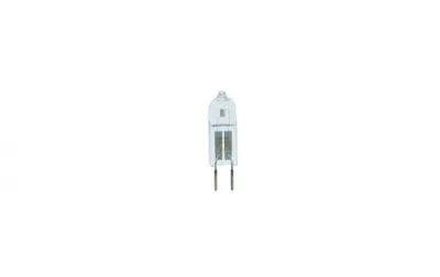 A single halogen light bulb against a white background.
