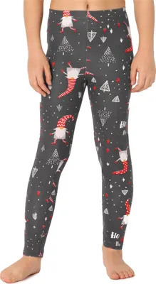 Produktbild von Merry Style Mädchen Lange Leggings aus Baumwolle MS10-337 (Dunkelmelange/Weihnachtsmänner, 128)