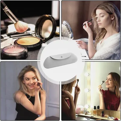 Produktbild von Silikon-Make-up-Pinsel-Organizer | Kosmetikpinselhalter mit Magnetverschluss | Kosmetik-Aufbewahrungstasche, Make-up-Tasche, Gesichtspinseletui für Kosmetikwerkzeuge, grau, Refer to description,
