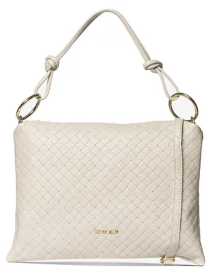 Produktbild von Damen Schultertasche aus echtem Leder, gesteppt, mit verstellbarem Trageriemen. Hergestellt in Italien