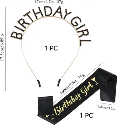 Produktbild von Happy Birthday Geburtstagskrone - Haarband mit Strass - goldene Krone - Sjerp Haarband - Geburtstagsdekoration für Mädchen - Königin Haarband - Kopfschmuck für Frauen - Partyzubehör - Geburtstagsparty
