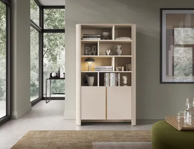 Produktbild von Kommode – Sideboard – RG103 – BARI – Kaschmir – Modernes Regal mit offenen Fächern & Türen