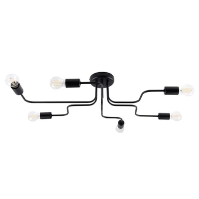 Zdjęcie produktu dla Lampa sufitowa VECTOR czarna 6xE27x15W metal wym:15,5x64x80cm IP20 Sollux Lighting