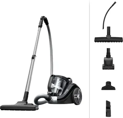 Produktbild von Rowenta RO4B75EA Compact Power XXL vysavač, černý, 900 W, 2,5 l, 75 dB, štěrbinová hubice 2v1, parkety, čalounění, mini turbo, přesný flex štěrbinový vysavač