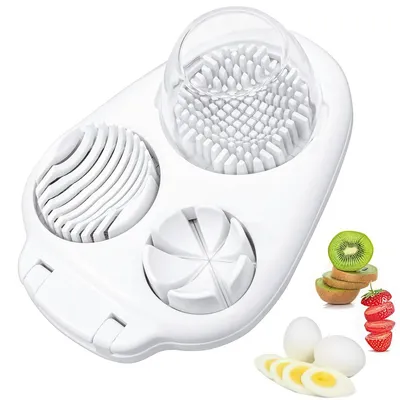 Produktbild von 3-in-1 Eierschneider aus Edelstahl mit 3 Modi – Multi-Slice Egg Cutter für Eier, Erdbeeren, Kiwi, Tomaten – praktischer Küchenhelfer