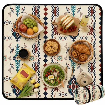 Produktbild von Boho Picknickdecke, Wasserdicht 200x200 cm für Strand und Outdoor