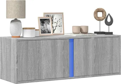 Produktbild von "2026 Promotion" TV-Wandschrank - TV-Möbel - mit LED-Beleuchtung Grau Sonoma 100x31x35 cm - TV-Regal CC31042
