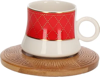 Productafbeelding van Set van 6 espressobekers met onderschaaltje en dienbladstandaard, mokkaservice, design 7