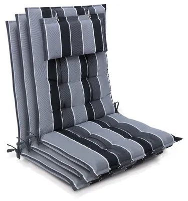 Produktbild von Beautissu 3er Set Sun-HL Hochlehner Auflage 120x50x8cm Anthrazit-Gestreift