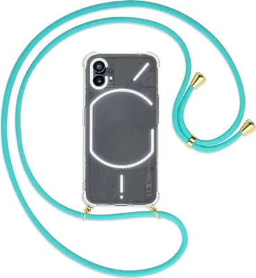 Produktbild von Handykette Backcover-Schutzhülle mit Band (Metall goldfarben) für Nothing Phone (1) (A063, 6.55'') - türkis