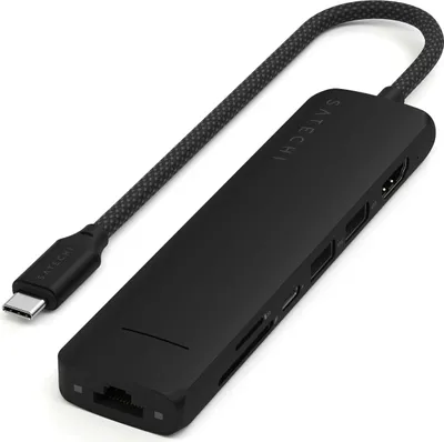 Immagine prodotto di Satechi 7-in-1 USB-C Multiport Hub Adapter Ethernet, 4K HDMI, 100W USB-C, USB-A 3.2, micro/SD, nero