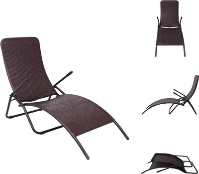 Immagine prodotto di vidaXL Lettino da sole pieghevole in rattan marrone - Lettini da sole