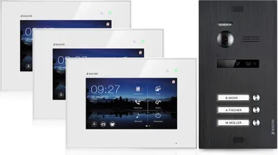 Produktbild von Video Türsprechanlage für 3 Familienhaus, 3x Monitore, Balter EVO Schwarz