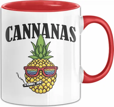 Produktbild von Cannanas Tasse Geschenk Ananas Grafik Marihuhana (Rot)