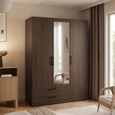 Image de Armoire LORI avec miroir, 145 cm, étagères et penderie, de la marque Villa Nussbaum