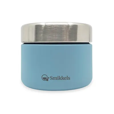 Zdjęcie produktu dla Smikkels pojemnik na owoce ze stali nierdzewnej dla dziecka 420ml niebieski - zrównoważony pojemnik na przekąski do szkoły