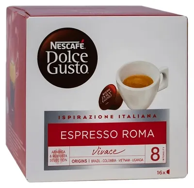 Obrázok produktu pre Nescafé Dolce Gusto Espresso Roma, Kávová kapsula, Espresso, 99,2 g, Dolce Gusto, 16 šálok, 15 mesiace