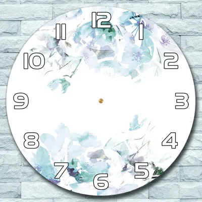 Produktbild von Wanduhr aus Glas Rund fi 30 Blaue Frühlingsblume Quarz Deko Wohnzimmer Büro