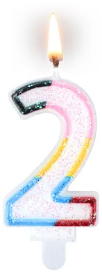 Produktbild von Tamipol Geburtstagskerze Zahl 2 Regenbogen mit Glitzer