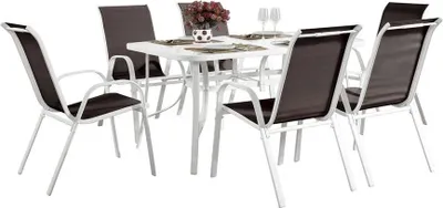 Image de Table et chaises de jardin en textilène "Cordoba" - Phoenix - 6 places - Taupe