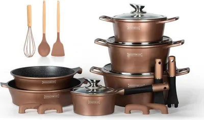 Image de Batterie de cuisine 17 pièces Cuivre Royalty Line RLES1014M-COP