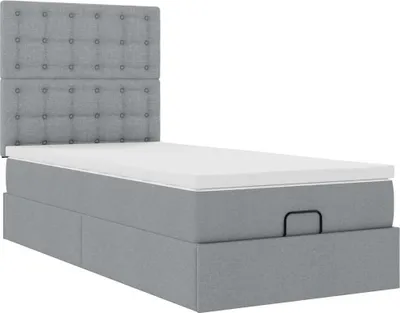 Immagine prodotto di vidaXL Ottoman letto con materasso grigio chiaro 90x190 cm tessuto