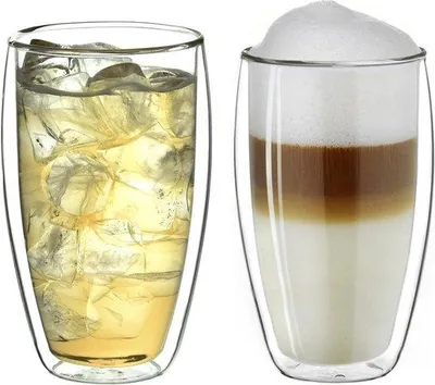 Immagine prodotto di Bicchiere termico a doppia parete 400 ml - Grande vetro borosilicato - Set di 2 bicchieri da caffè a doppia parete