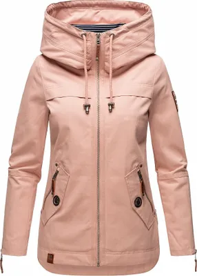 Produktbild von Navahoo Damen Jacke Frühling Herbst Übergangsjacke Print Parka Mantel Kapuze Wekoo Hellrosa Gr: 36 - S