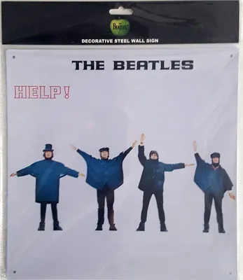 Immagine prodotto di The Beatles - Targa "Help!", custodia del disco, acciaio RO12823 (taglia unica) (bianco/blu/nero)