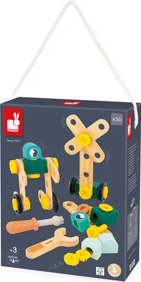 Obrázek produktu pro Janod Brico'Kids - Stavební hra barel 50 dílků - Kreativní stavební hračka
