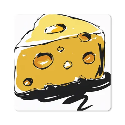 Produktbild von MuchoWow® Mauspad Mousepad Zeichnung von Käse mit Löchern 20x20 cm - Mousepads - Maus Mat - Pad - Mausunterlage - Desk Mat - Bureauartikeln
