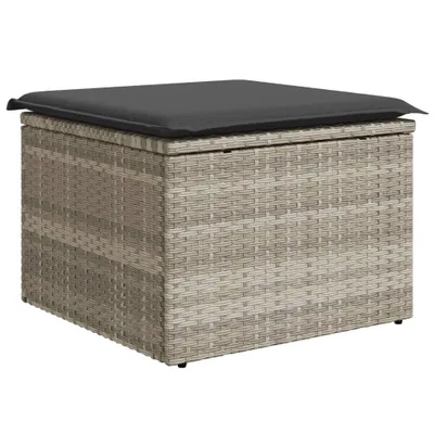 Immagine prodotto di Sgabello Giardino e Cuscino Grigio Chiaro 55x55x37cm Polyrattan