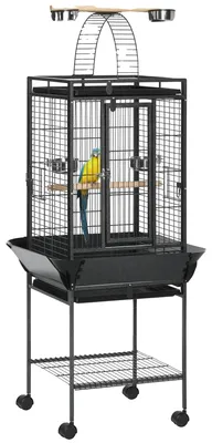 Image de Cage à oiseaux, design spacieux, facile à déplacer, GRIS, 62,5 x 62,5 x 156 cm