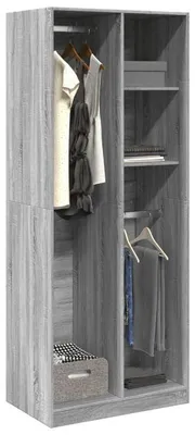 Immagine prodotto di Armadio e guardaroba in legno massello, finitura rovere Sonoma grigio, dimensioni 80x50x200 cm