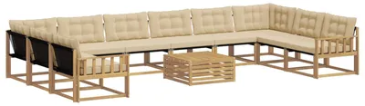Immagine prodotto di Set divano da esterno vidaXL con cuscini, 11 pezzi, bianco e beige