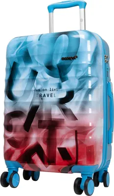 Produktbild von Hartschalen-Koffer Kleiner Handgepäck Reisekoffer Verona 55cm Blau-Pink Graffiti-Look Motivkoffer
