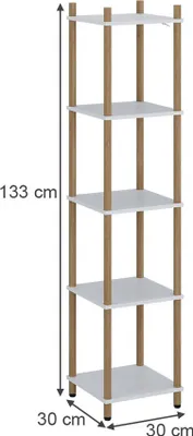 Produktbild von Eckregal Vicco Bivio Weiß/Kiefer 30 x 133 cm 5 Ablageflächen, Model 57478