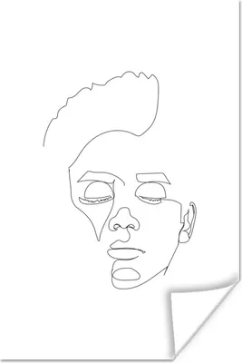 Produktbild von MuchoWow® Poster Gesicht - Mann - Schwarz - Weiß 120x180 cm - Kunstposter