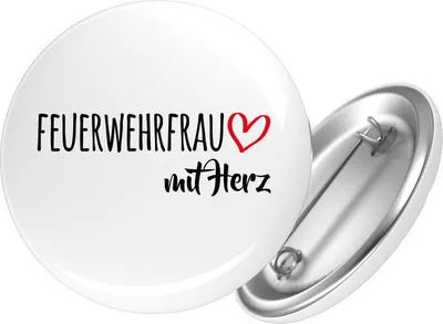Produktbild von Huuraa Button Feuerwehrfrau mit Herz 59mm rund mit Sicherheitsnadel Ansteckbutton Geschenkidee