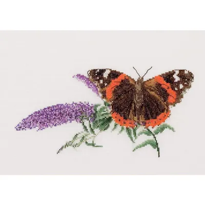Zdjęcie produktu dla Zestaw do haftu krzyżykowego Thea Gouverneur "Butterfly Budlea Aida", wzór do liczenia, 29x18cm