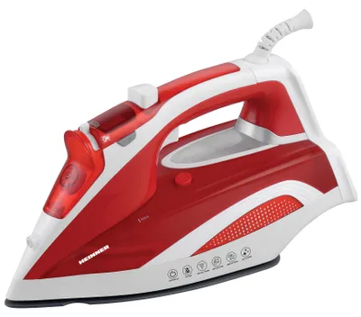 Zdjęcie produktu dla Żelazko do prasowania Heinner HSI-2400RD, 2000-2400W, zbiornik na wodę 380 ml, płyta z powłoką ceramiczną, funkcja antykalcy, samooczyszczanie, antykapie, czerwone